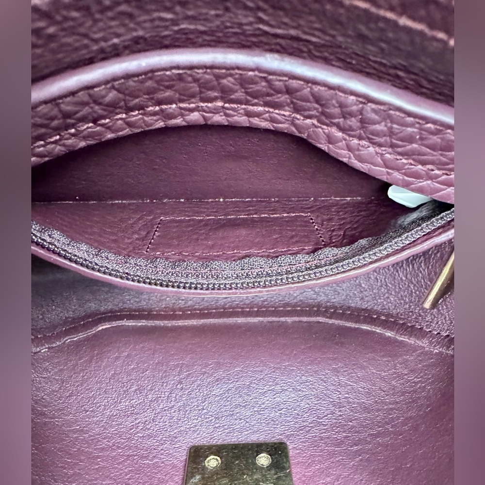 Furla Purple Leather Saddle Crossbody Bag - 7.5" x 6.5 - “Bordeaux” Mini Glenn - Picture 8 of 13